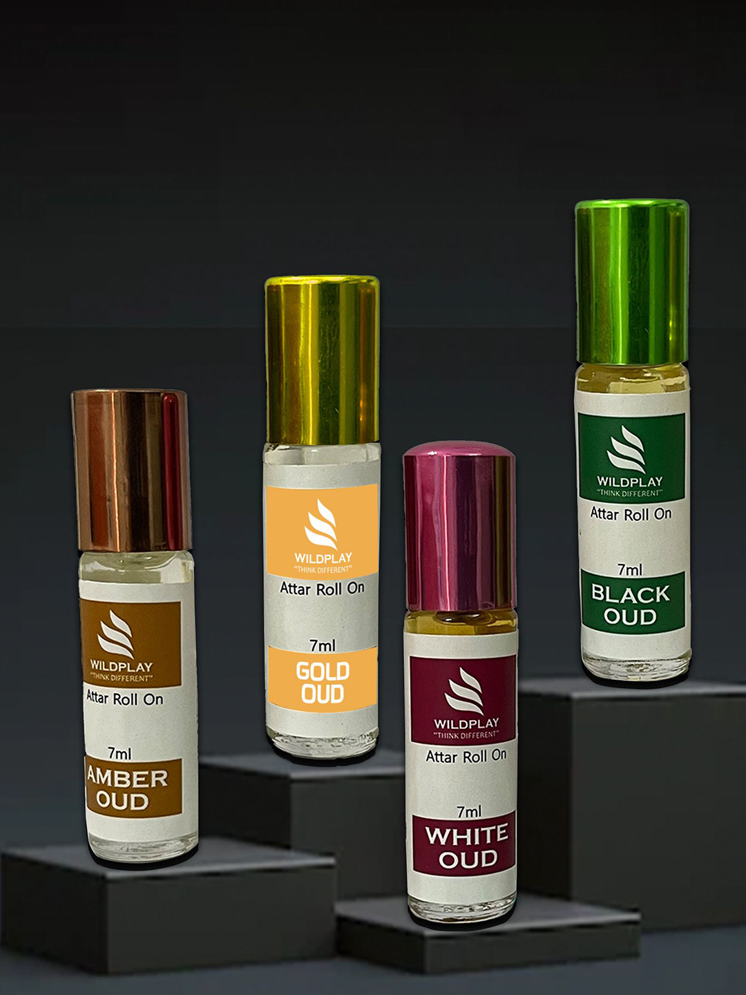 WILDPLAY Oudh Collection Set Of 4 Long Lasting Alcohol Free Attar - 7 ml Each