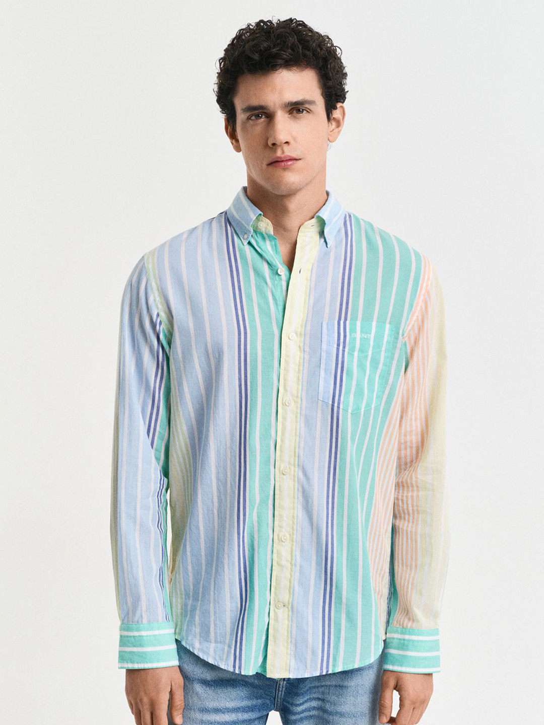 GANT Men Regular Voile Multi Striped Casual Shirt