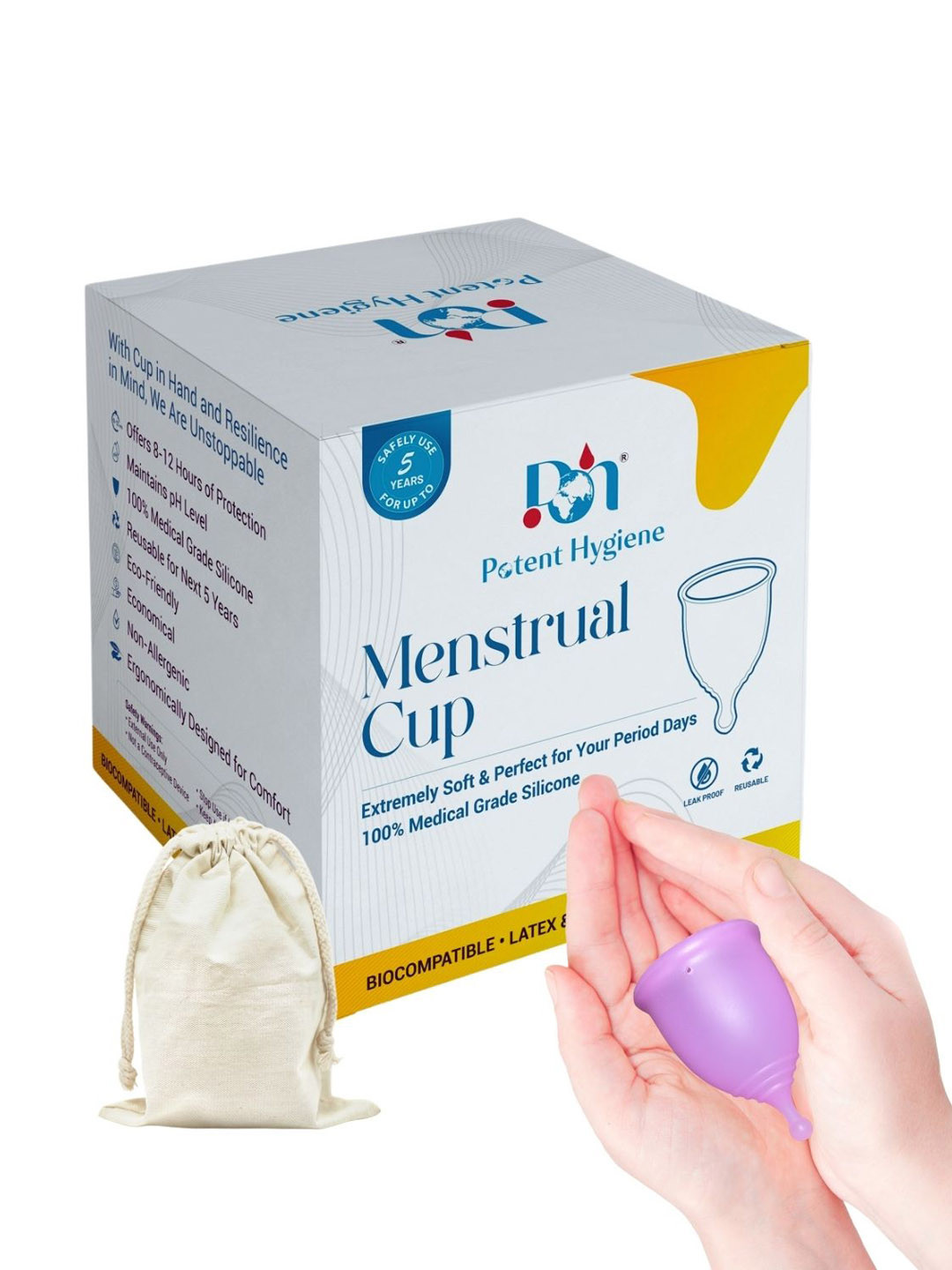 Potent Hygiene Reusable Menstrual Cup With Pouch - M