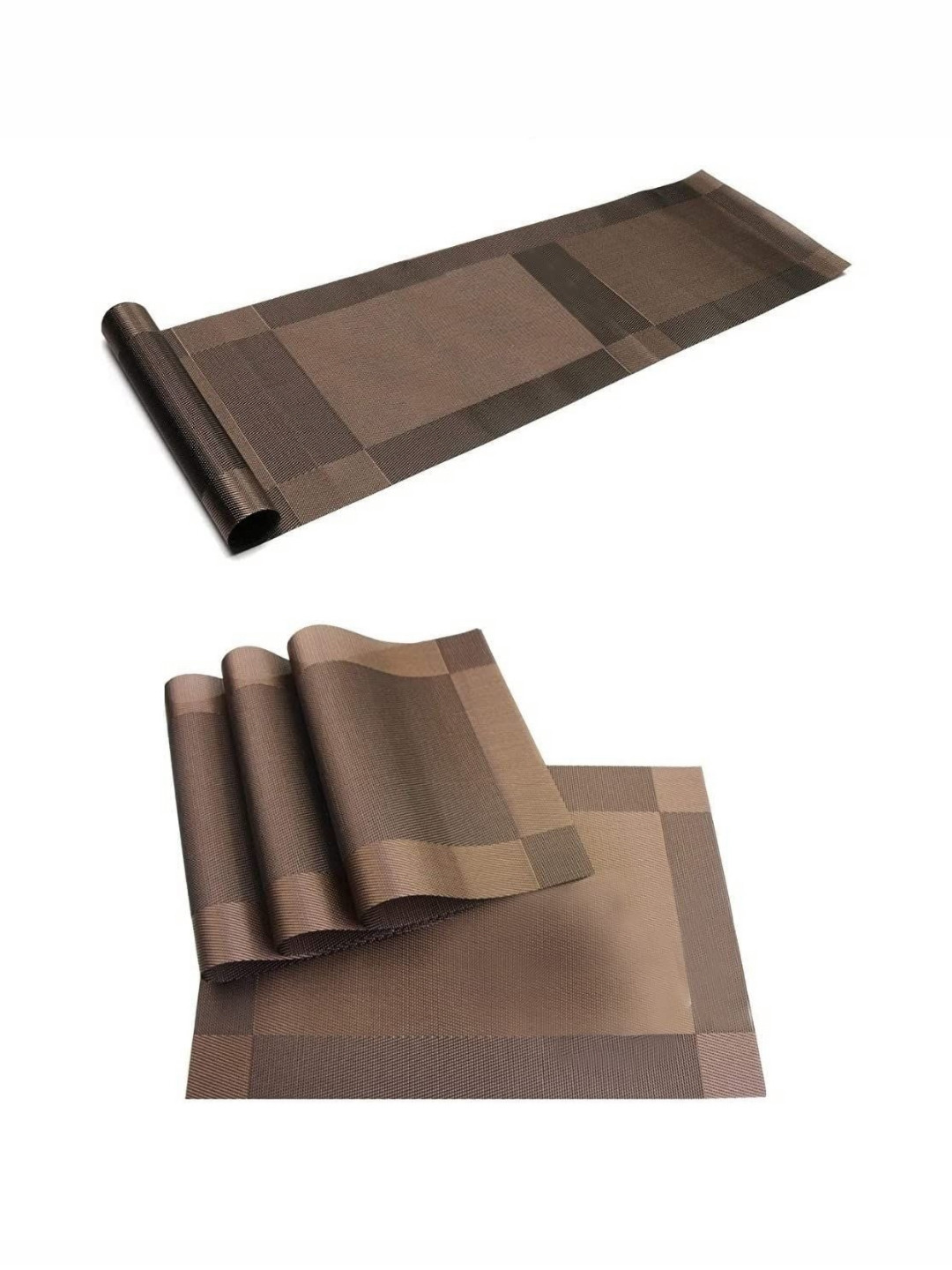 Baskety 5Pc Brown Heat Resistant Placemats & Table Runner Set