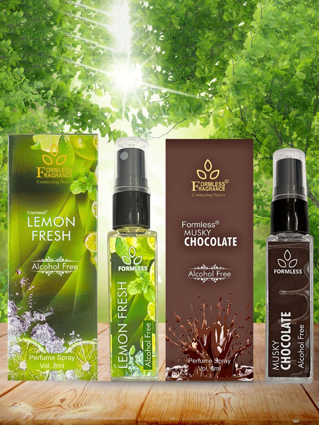 Formless Fragrance Lemon Fresh And Chocolate Set Of 2 Alcohol Free Perfume - 8 ml Each