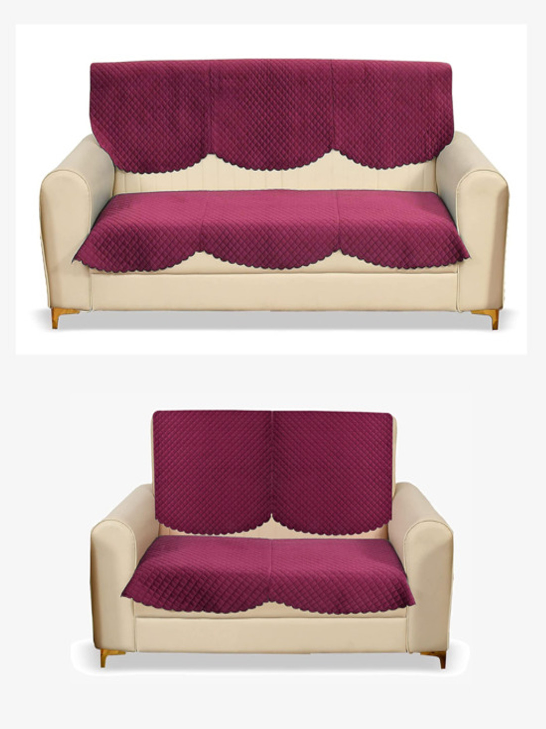 Fashion Throw Pink Velvet 4 Pieces Sofa Cover