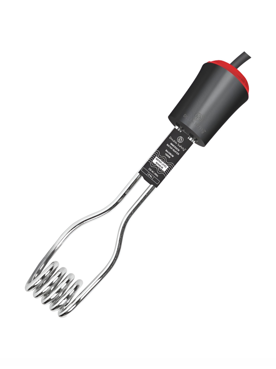 Double Safety Silver-Toned & Black Stainless Steel Rome Immersion Rod Water Heater