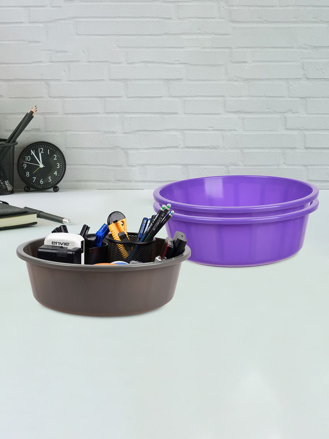 Kuber Industries Purple & Grey 3 Pieces Regular Desk Organisers 6L Each