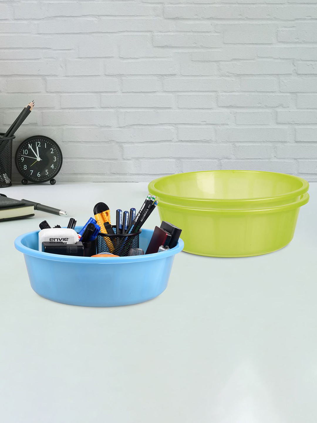Kuber Industries Turquoise Blue and Green 3 Pieces Multipurpose Storage Desk Organisers