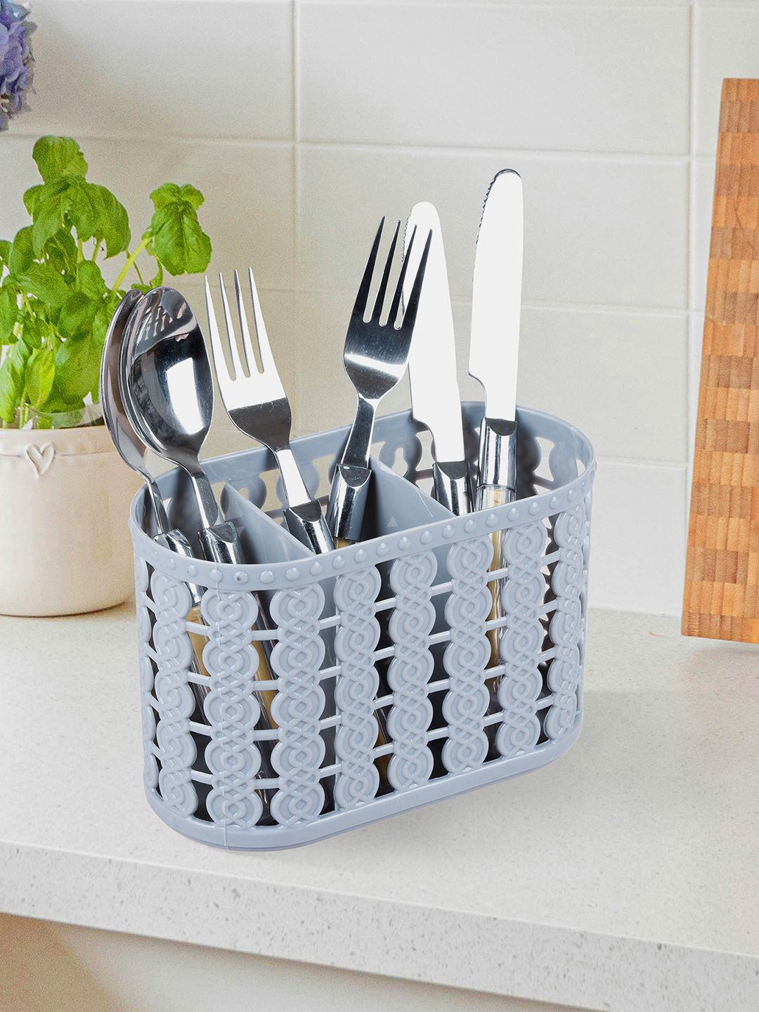 Kuber Industries Grey Pack of 4 Self Design Stationery Organizer With 3 Compartments