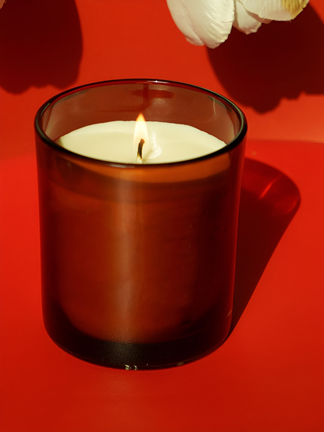 Aura Frosted Glass Big 9cd Scented 1 Wick Tea Rose Solid Geometric Regular Jar Candles