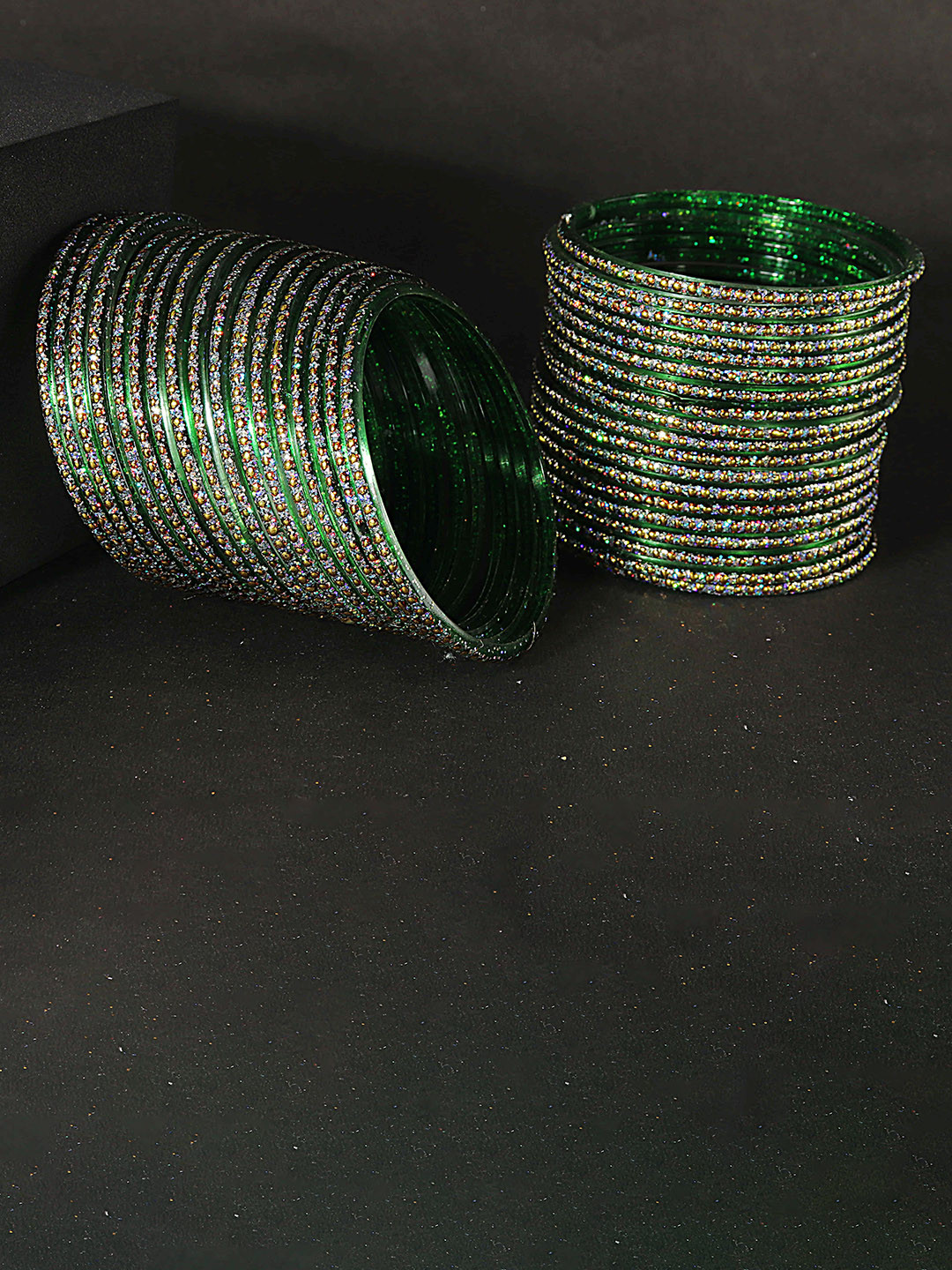 ZULKA Set Of 36 Glitter Glass Bangles