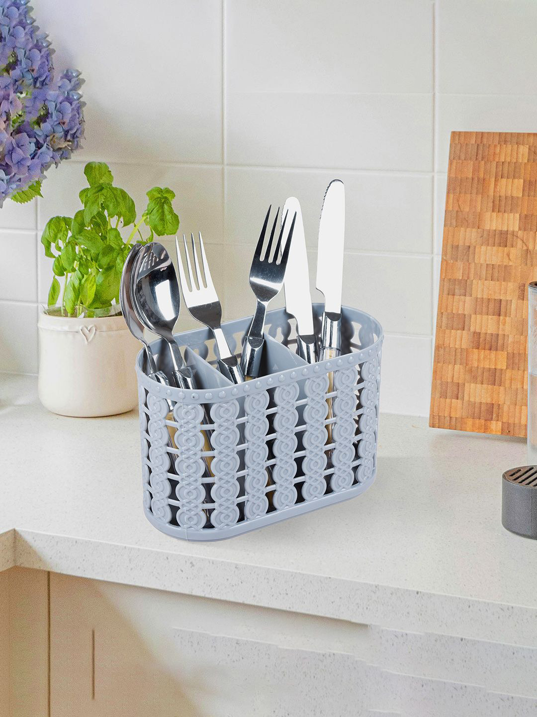 Kuber Industries Grey Pack of 2 Self Design Stationery Organizer With 3 Compartments