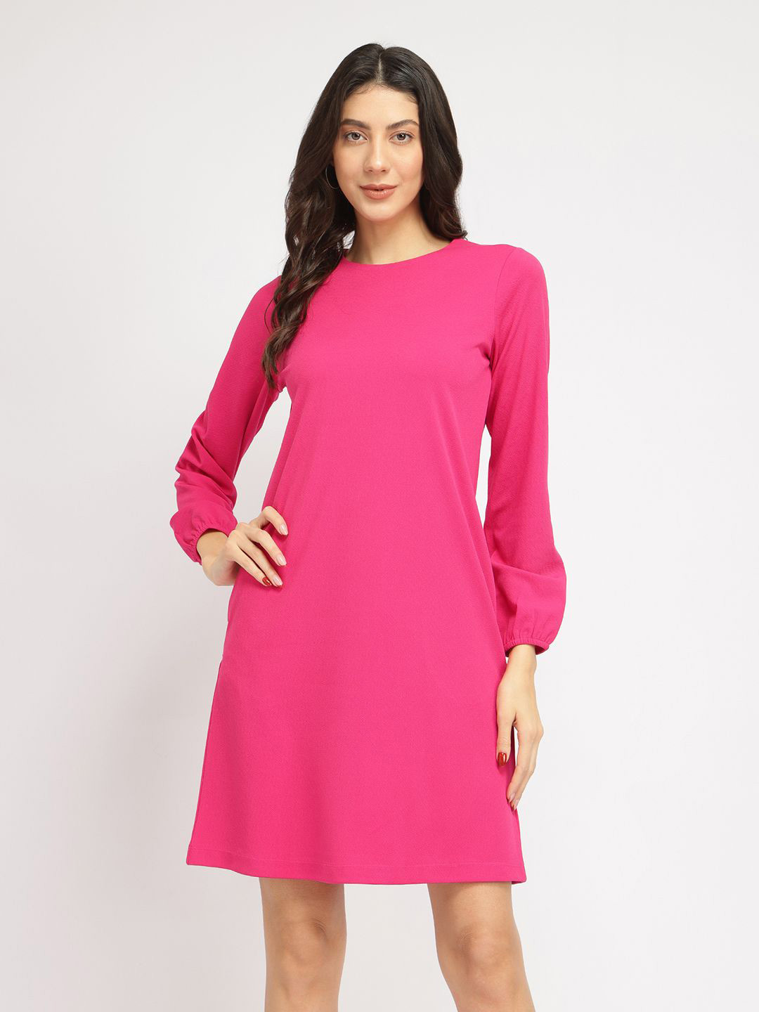 FableStreet Women Jersey Shift Dress - Fuchsia