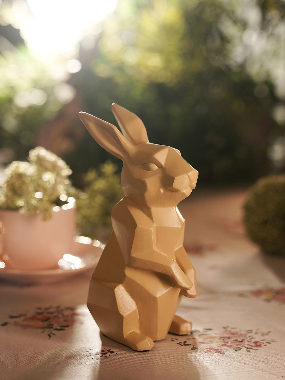 Pure Home and Living Rabbit Brown Polyresin Natural Living Room Small Showpiece - 1.2 Inches