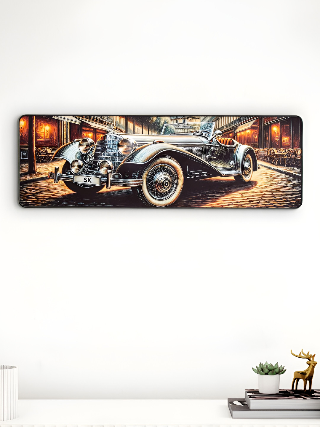 Home Centre Aura Retro Black & Blue MDF Wall Art