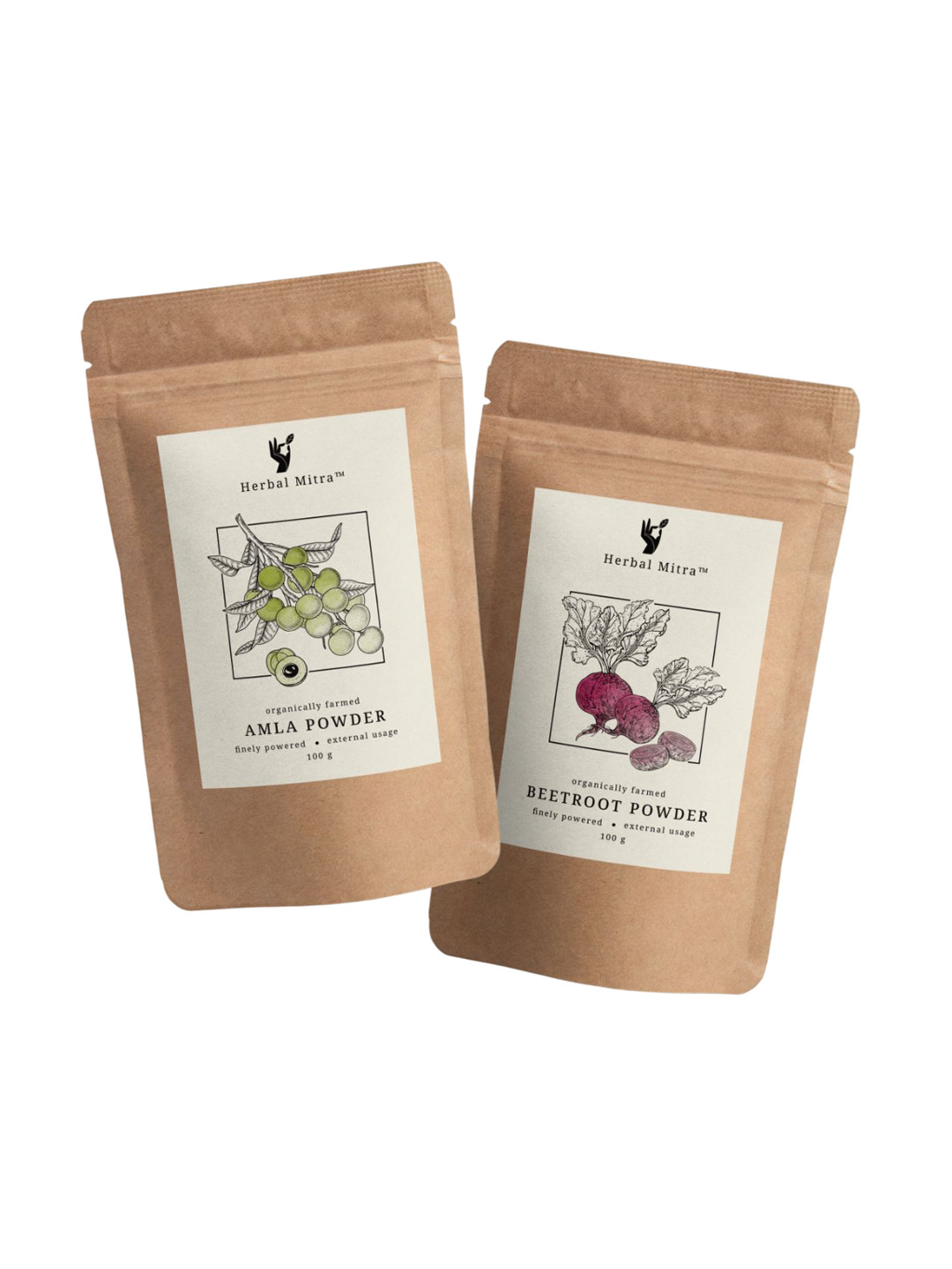 Herbal Mitra Set Of 2 Natural & Pure Beetroot And Amla Powder Face Pack - 100 g Each