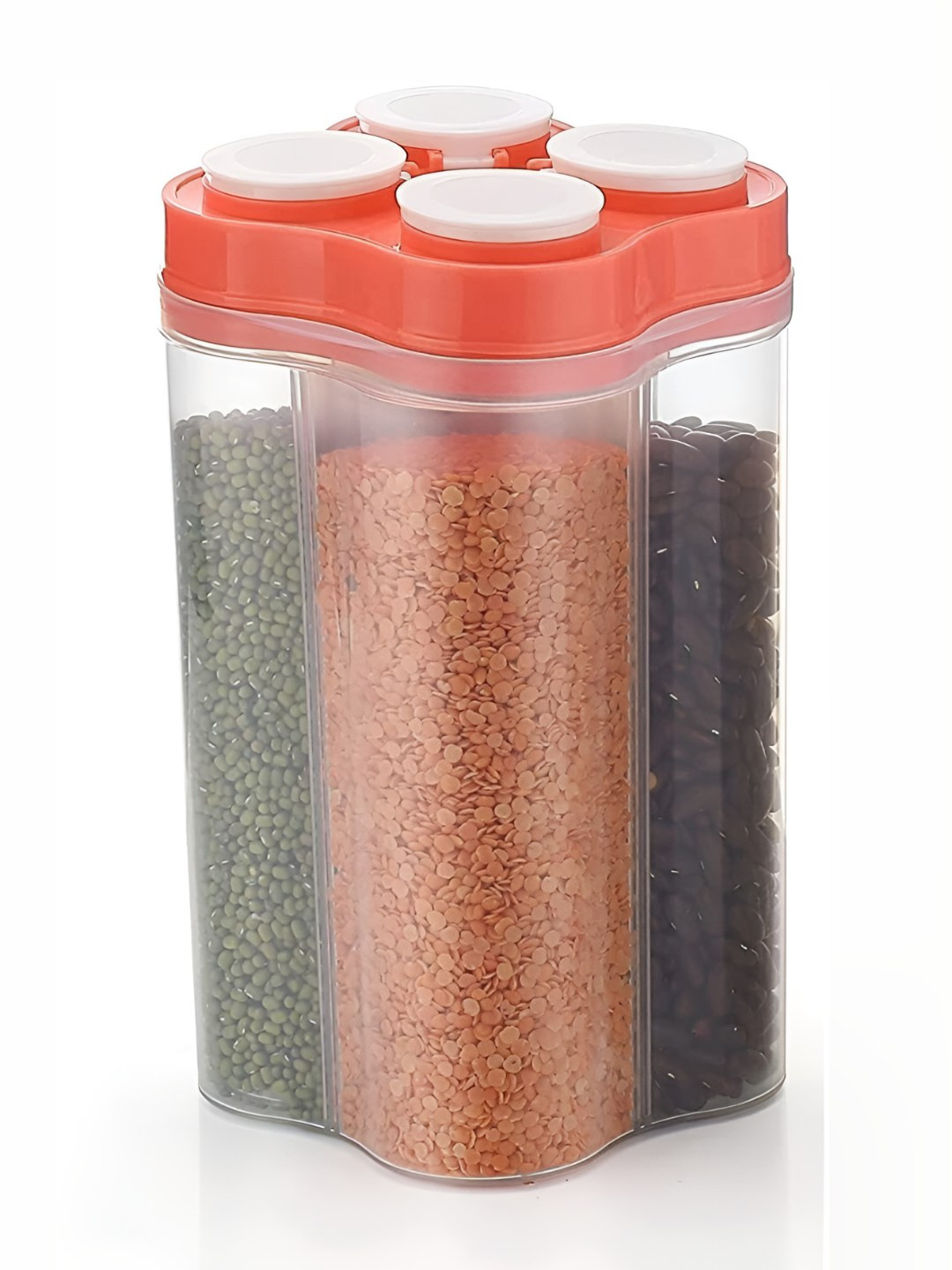 Hashone Red Plastic Easy To Clean Flip Top Canister-2.5L