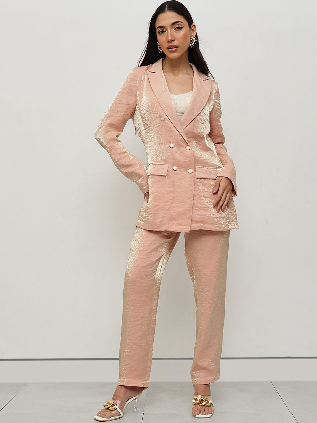 HOUSE OF S V Neck Coat With Trousers