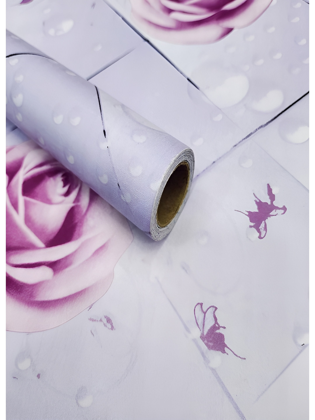 ANNA CREATIONS Blue & Pink Printed Self-Adhesive Waterproof Wallpaper