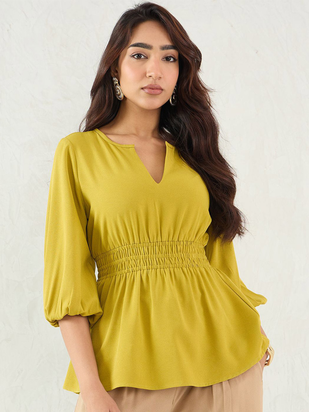 FEMMELLA Tie-Up Neck Empire Top
