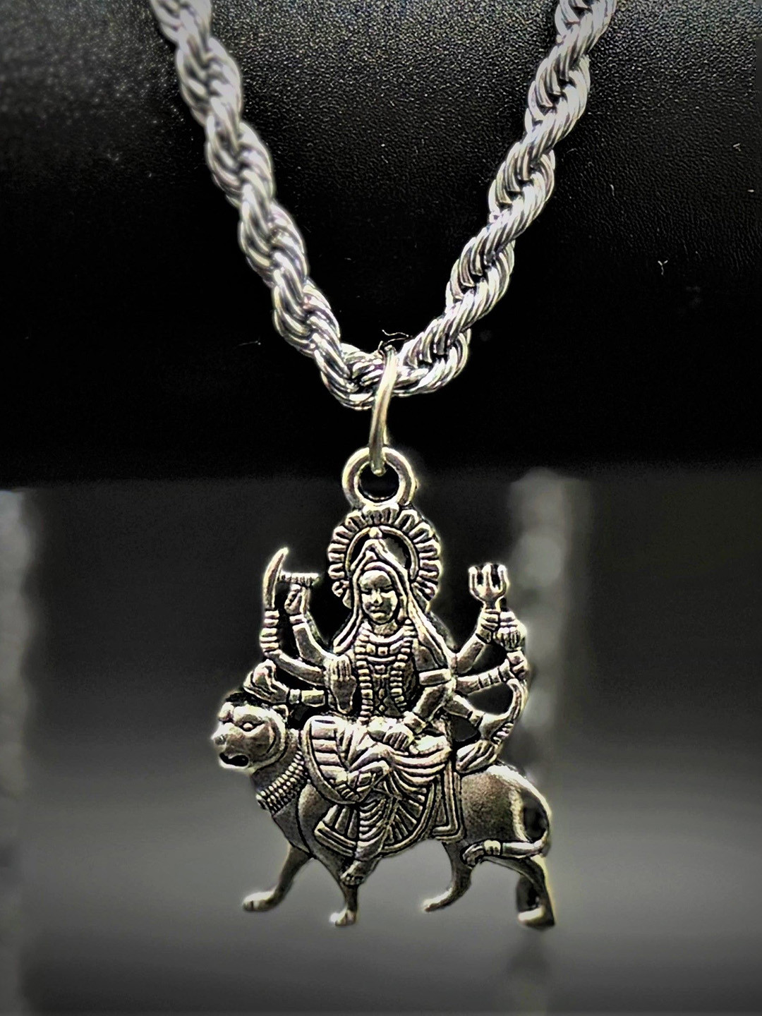 AKLINA Unisex Silver-Plated God Pendant With Chain