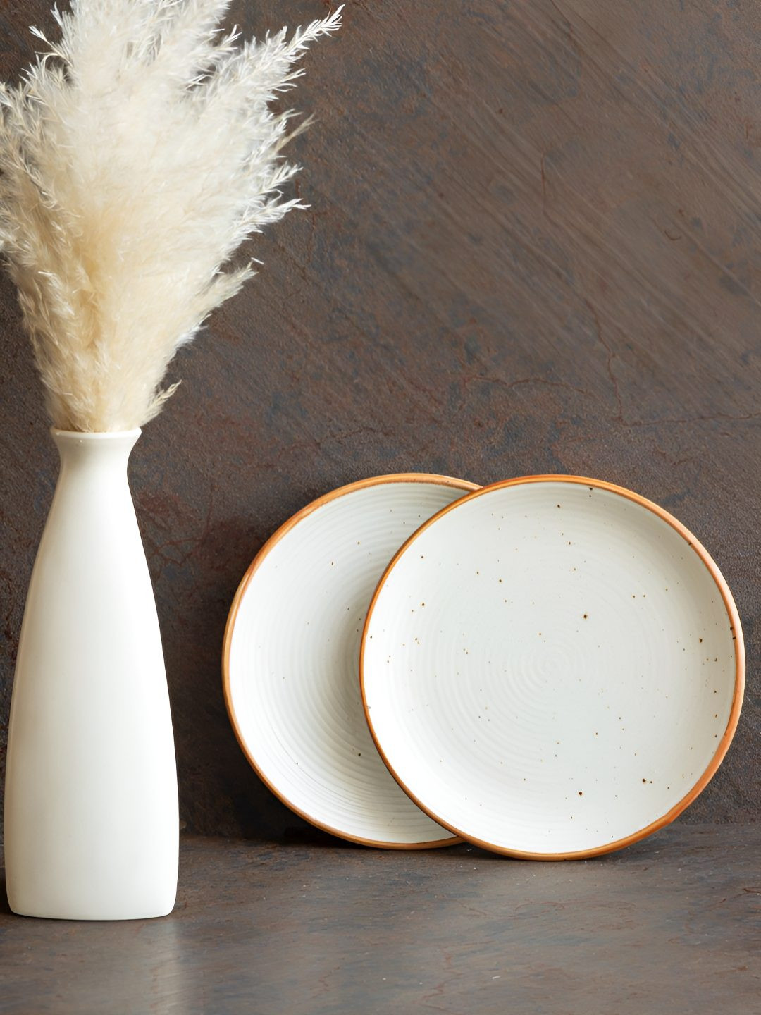 Claymistry Off White 2 Pieces Microwave Safe Ceramic Matte Plates