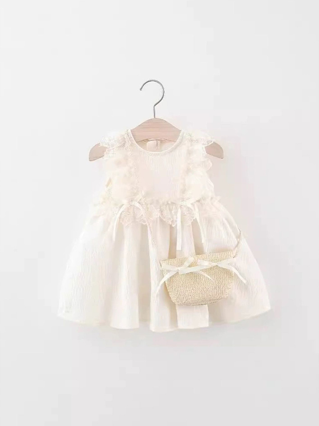 LULU & SKY Girls Lace Work Fit & Flare Dress With Bag