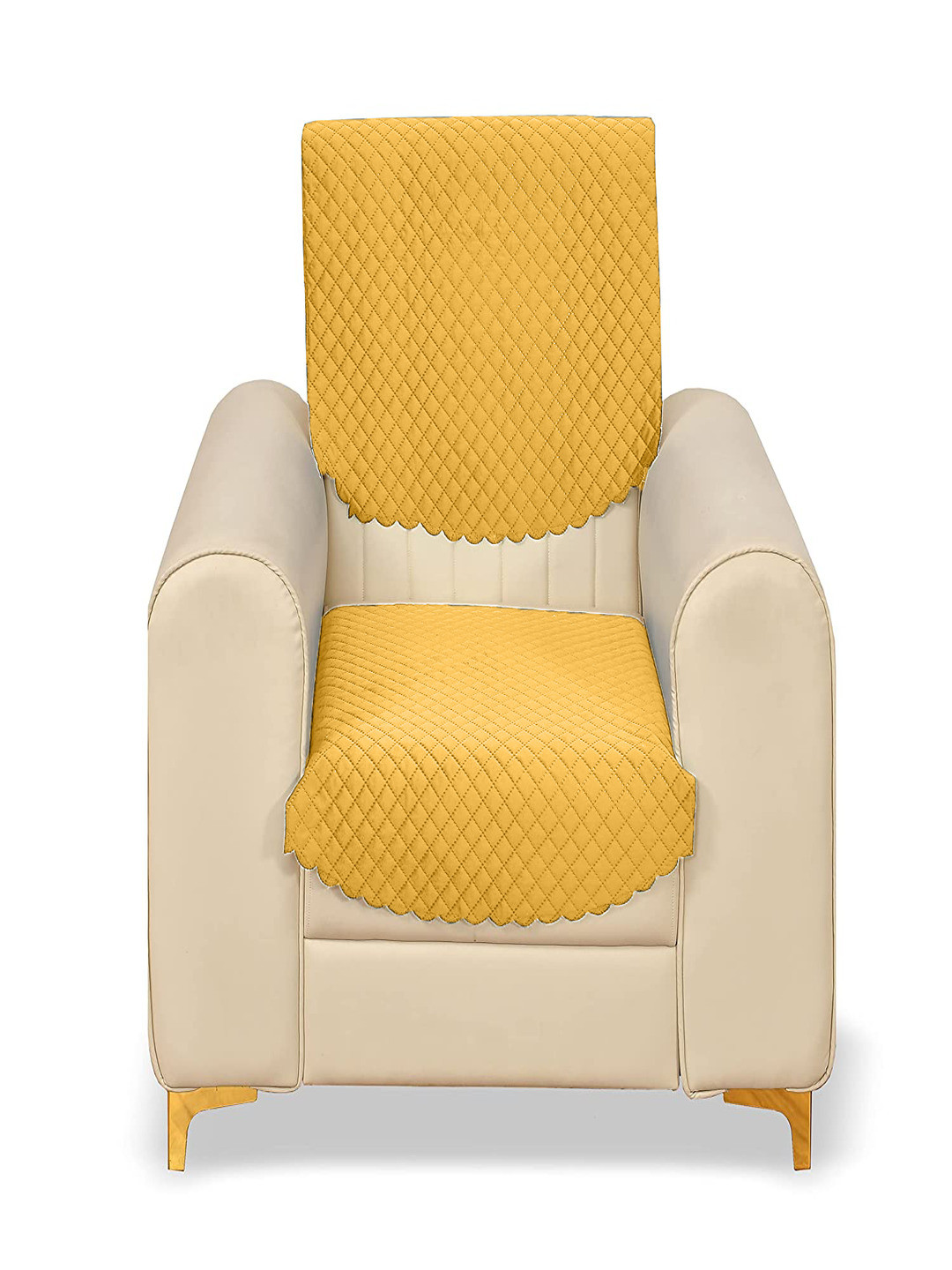 Fashion Throw Yellow 2 Pieces Velvet 2 Seater Sofa Cover