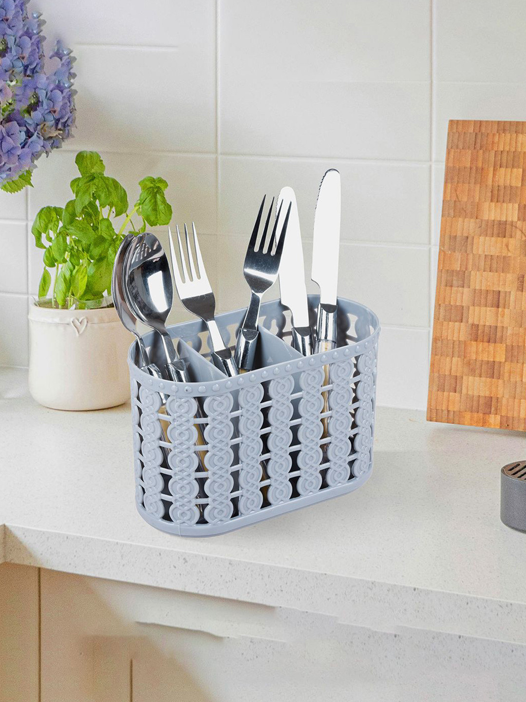Kuber Industries Grey Pack of 2 Self Design Stationery Organizer With 3 Compartments