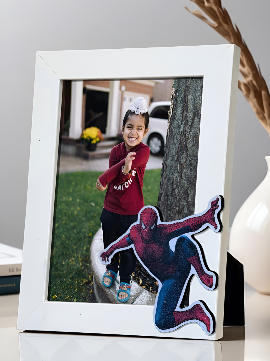 Art Street Kids White & Red Cute Cartoon Character Design MDF Table Photo Frame