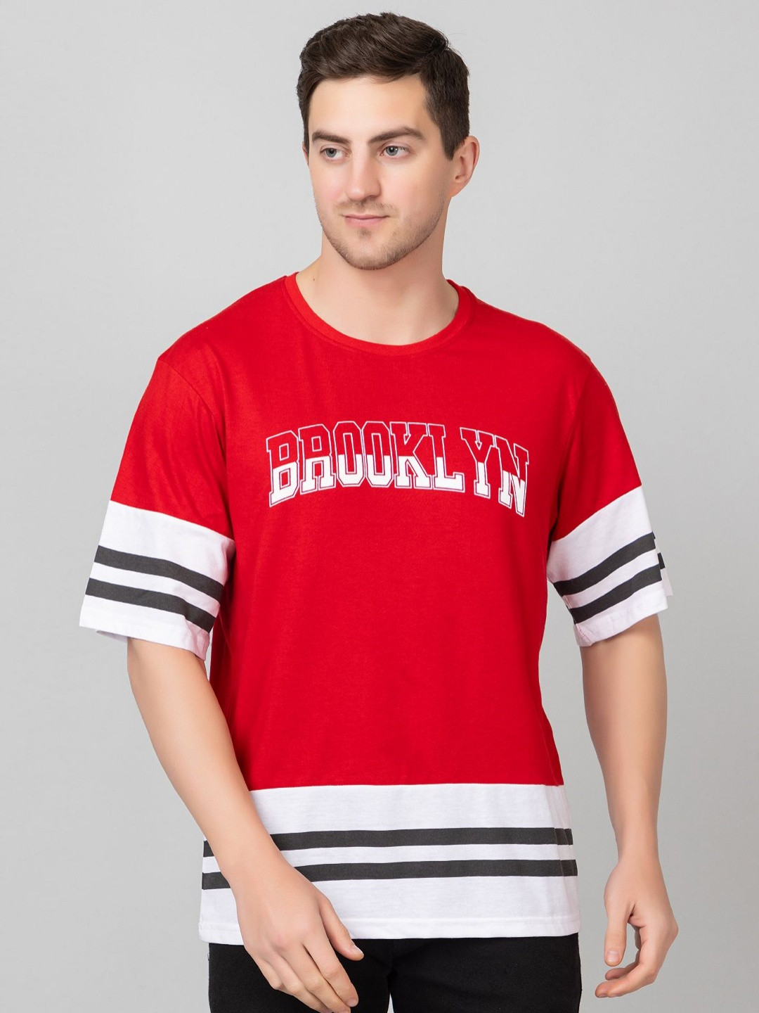 PYRO SPIRIT Men Typography Printed Round Neck Cotton Oversized T-shirt