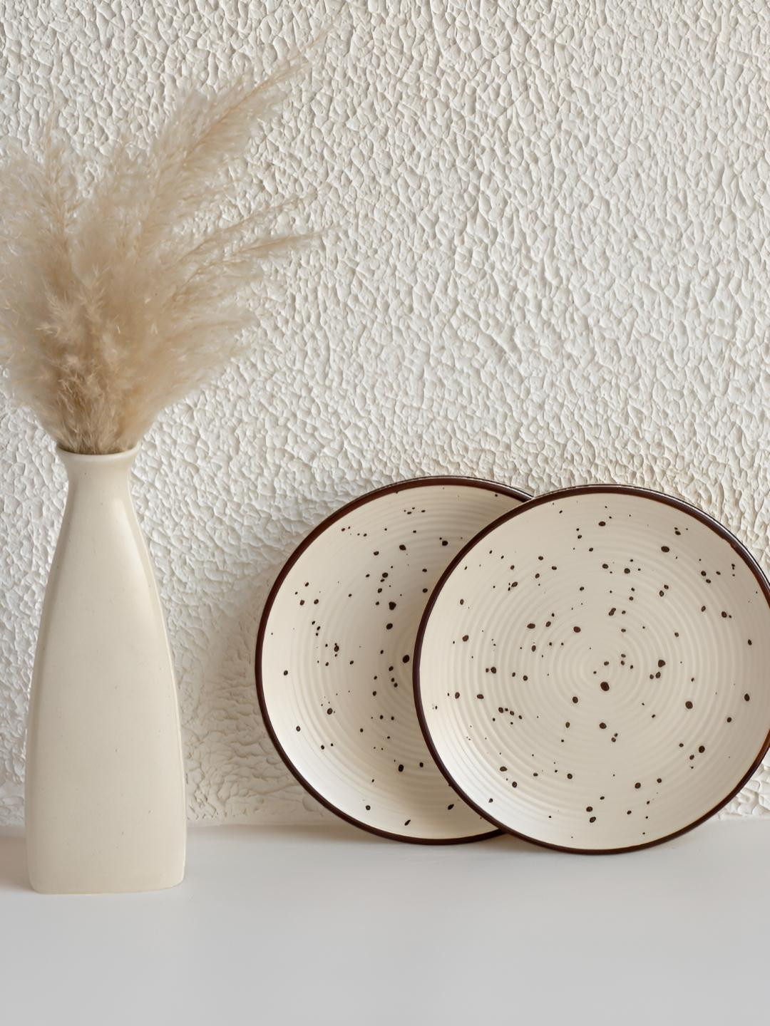 Claymistry Off White 2 Pieces Ceramic Matte Microwave Safe Plates
