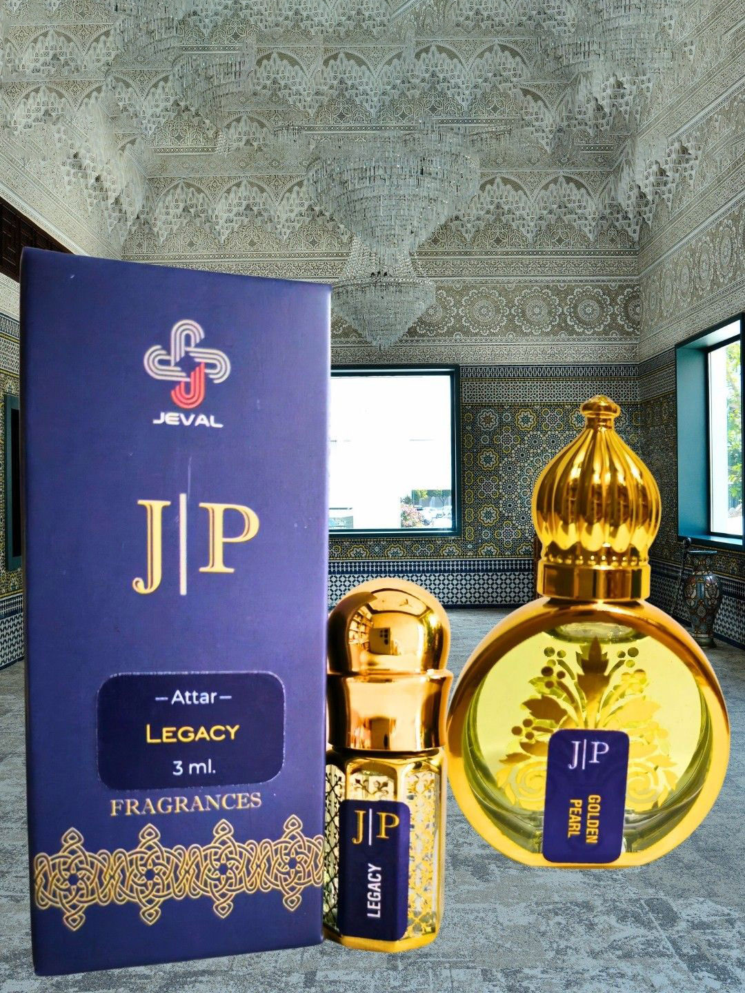 Jeval Set Of 2 Legacy - 3 ml & Golden Pearl - 10 ml Alcohol Free Roll On Attar