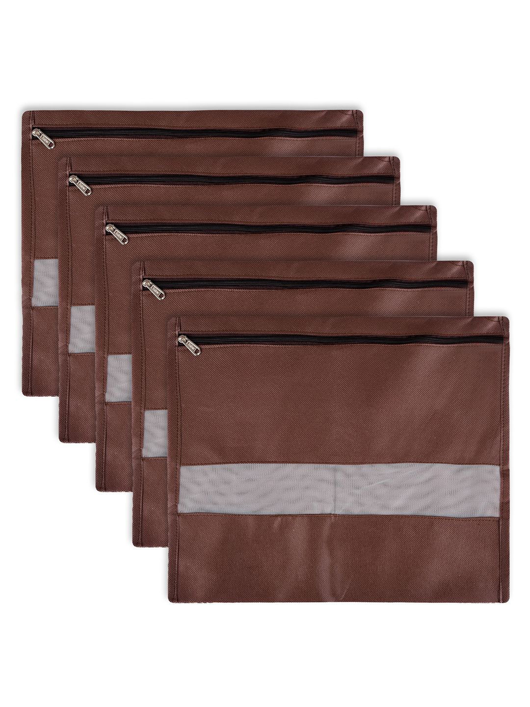 Kuber Industries Brown & Black Pack of 5 Non-Woven Multi-Utility Organisers
