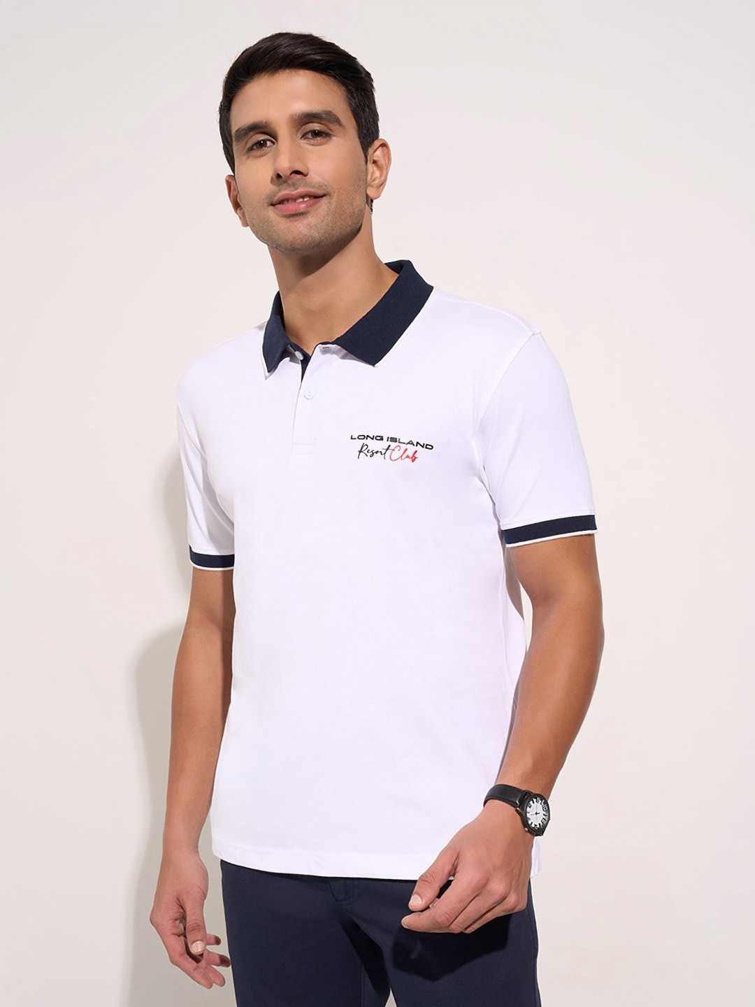 Peregrine by Pantaloons Men Graphic Printed Polo Collar Cotton T-shirt