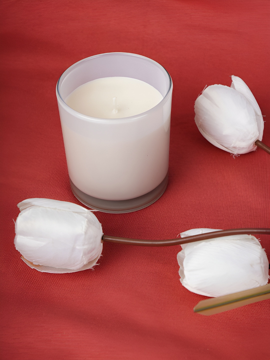 Aura Frosted Glass Big 9cd Scented 1 Wick Tea Rose Solid Geometric Regular Jar Candles