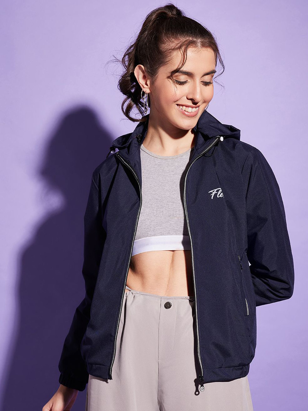 DIMPY GARMENTS Women Solid Hooded Waterproof Windcheater Sporty Jacket