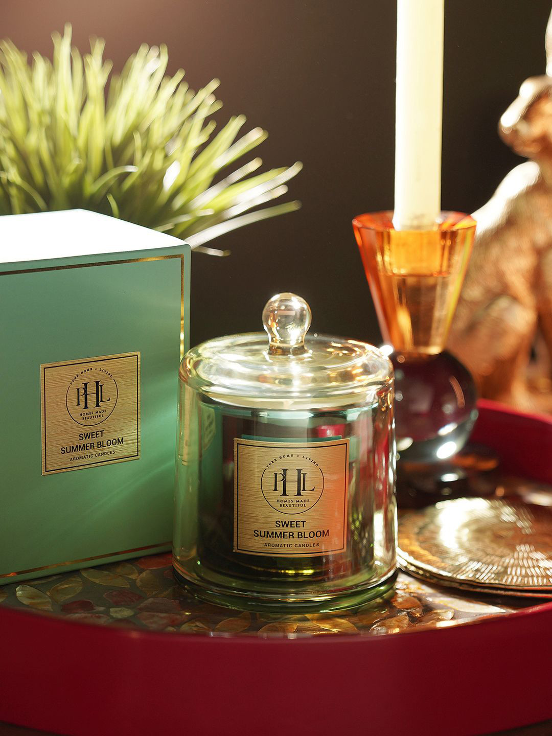 Pure Home and Living Sweet Summer Bloom Scented 1 Wick Solid Geometric Regular Jar Candles