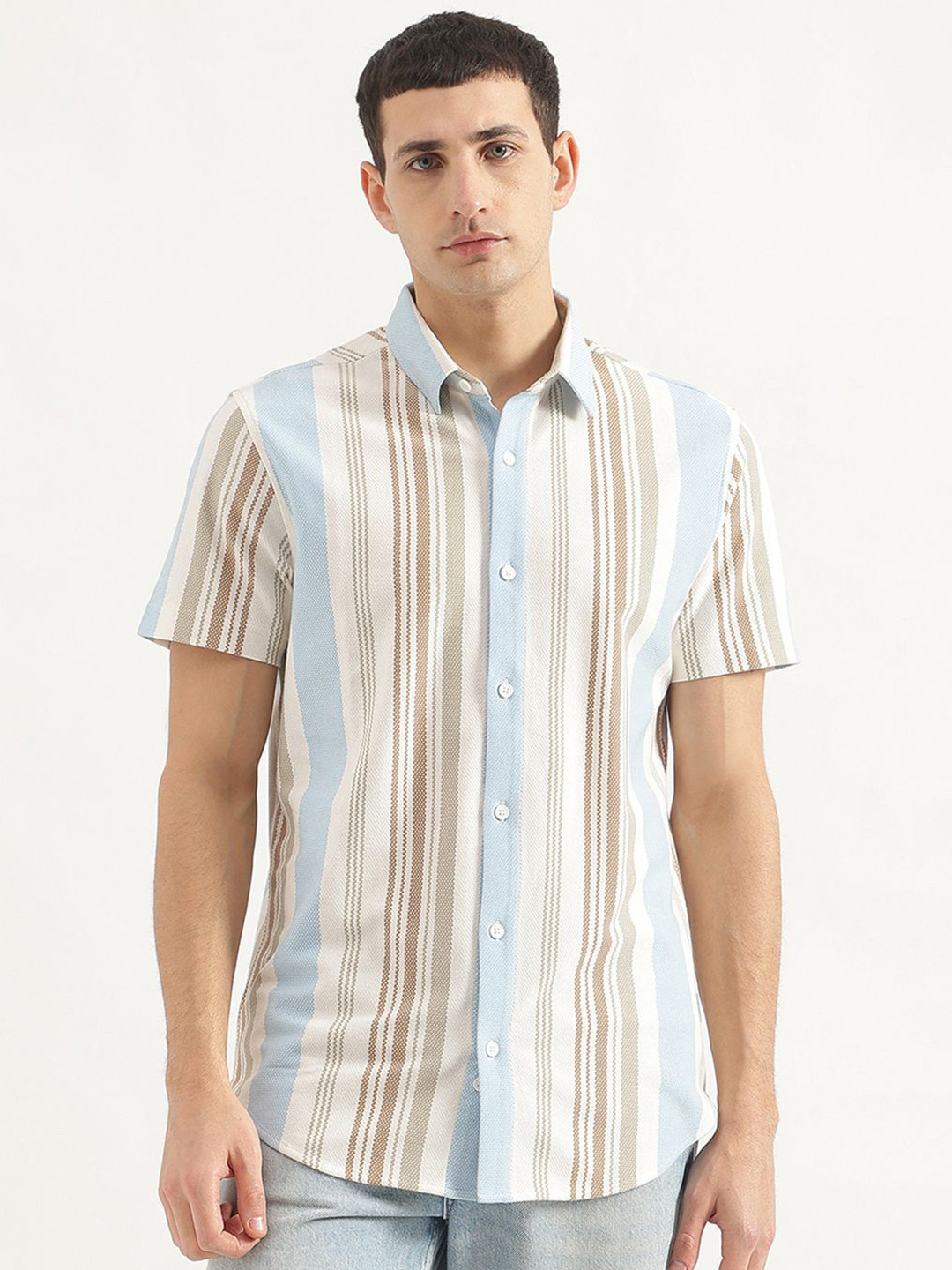 United Colors of Benetton Men Opaque Striped Casual Shirt
