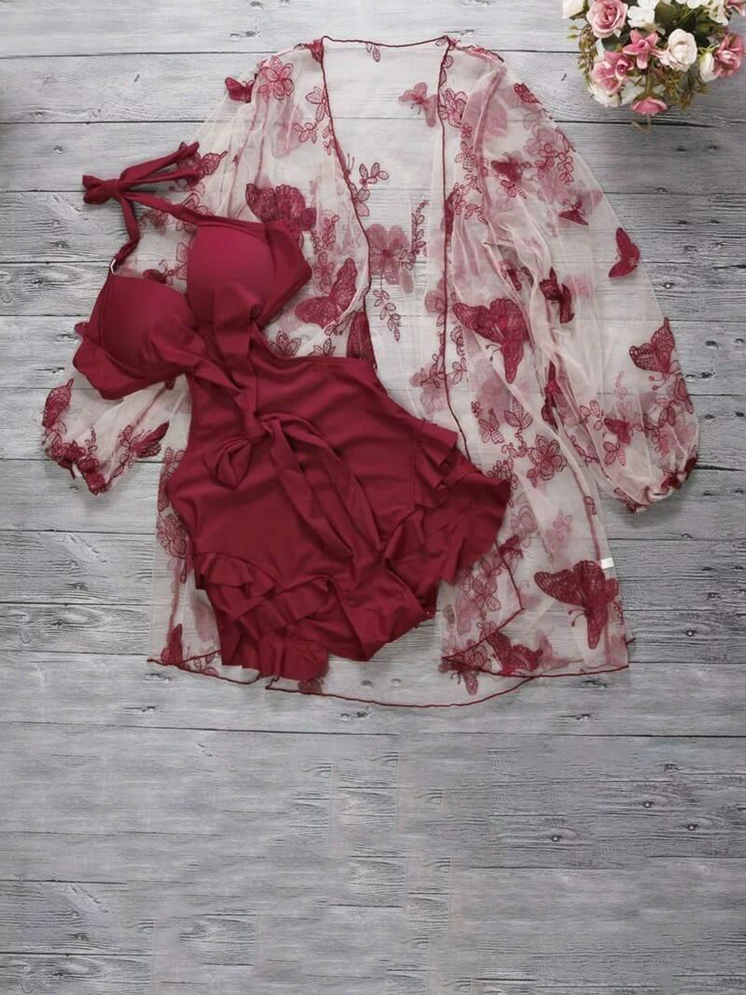 Miss Mosa By Akanksha  Sinner 3 piece Swimsuit Cover up Set