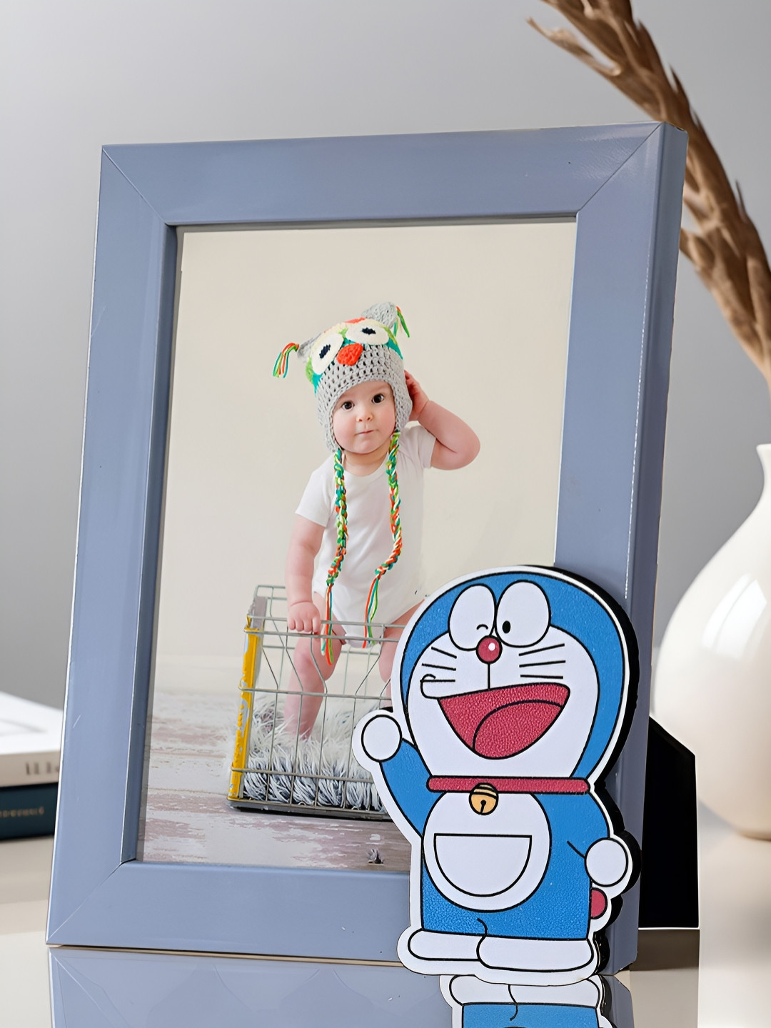 Art Street Kids Blue & White Cute Cartoon Character Design MDF Table Photo Frame