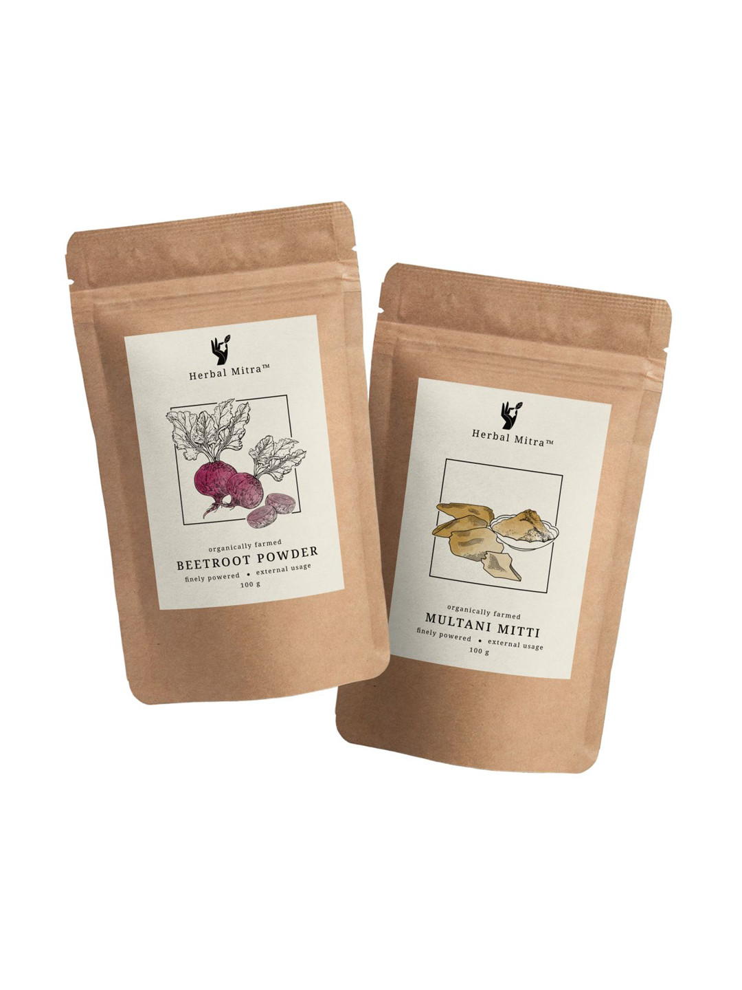 Herbal Mitra Set Of 2 Beetroot Powder & Multani Mitti Powder Face Pack - 100 g Each