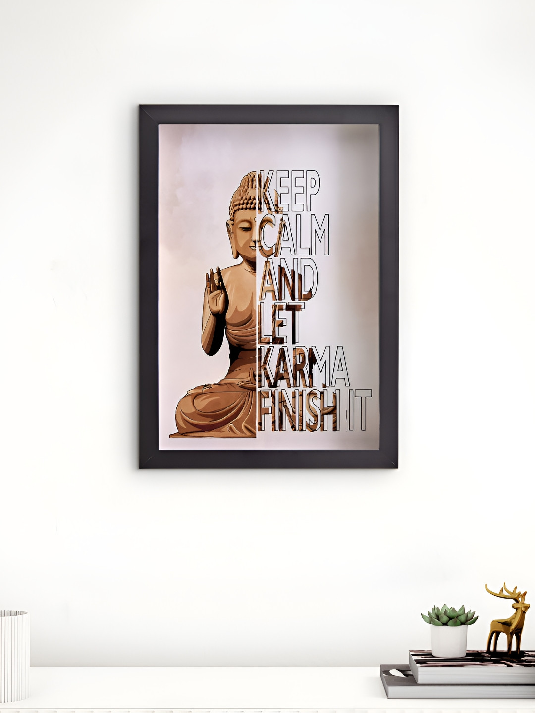 Home Centre Spectrum Serene Brown & White Buddha Printed Wall Photo Frame