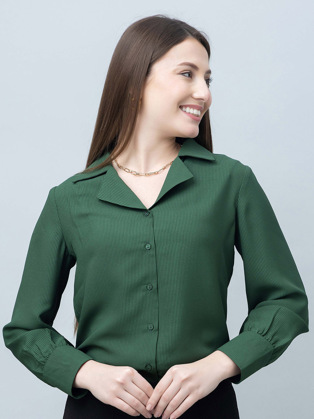 PURYS WORKSPACE Women Solid Formal Self Designed Shirt