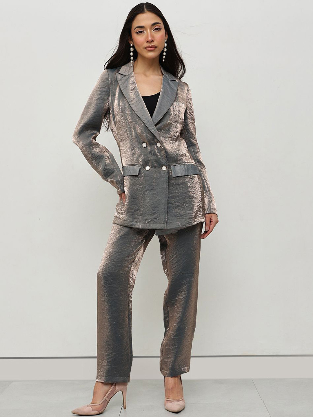 HOUSE OF S Metallic Textured Blazer & Trouser