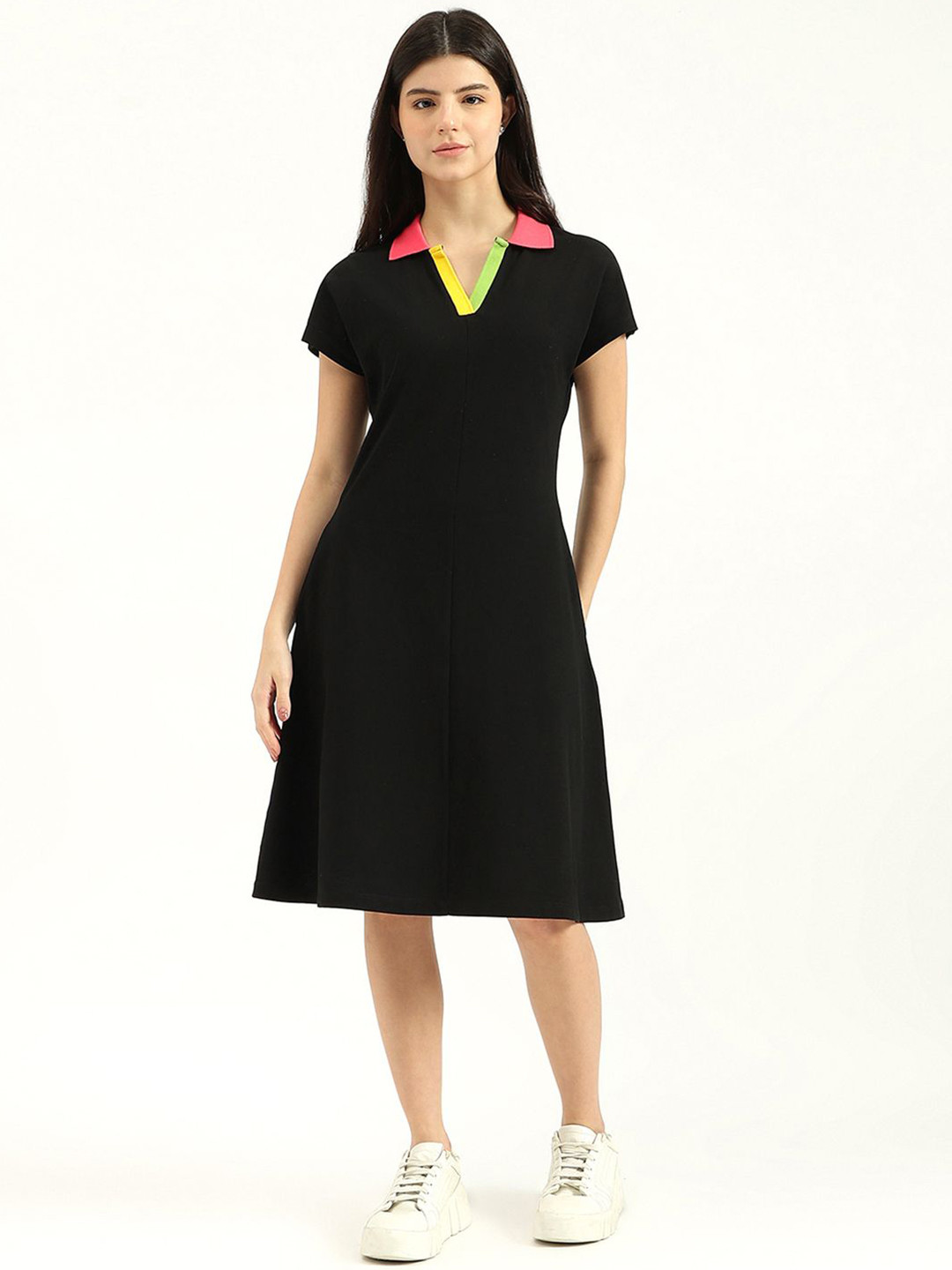 United Colors of Benetton Shirt Collar A-Line Dress