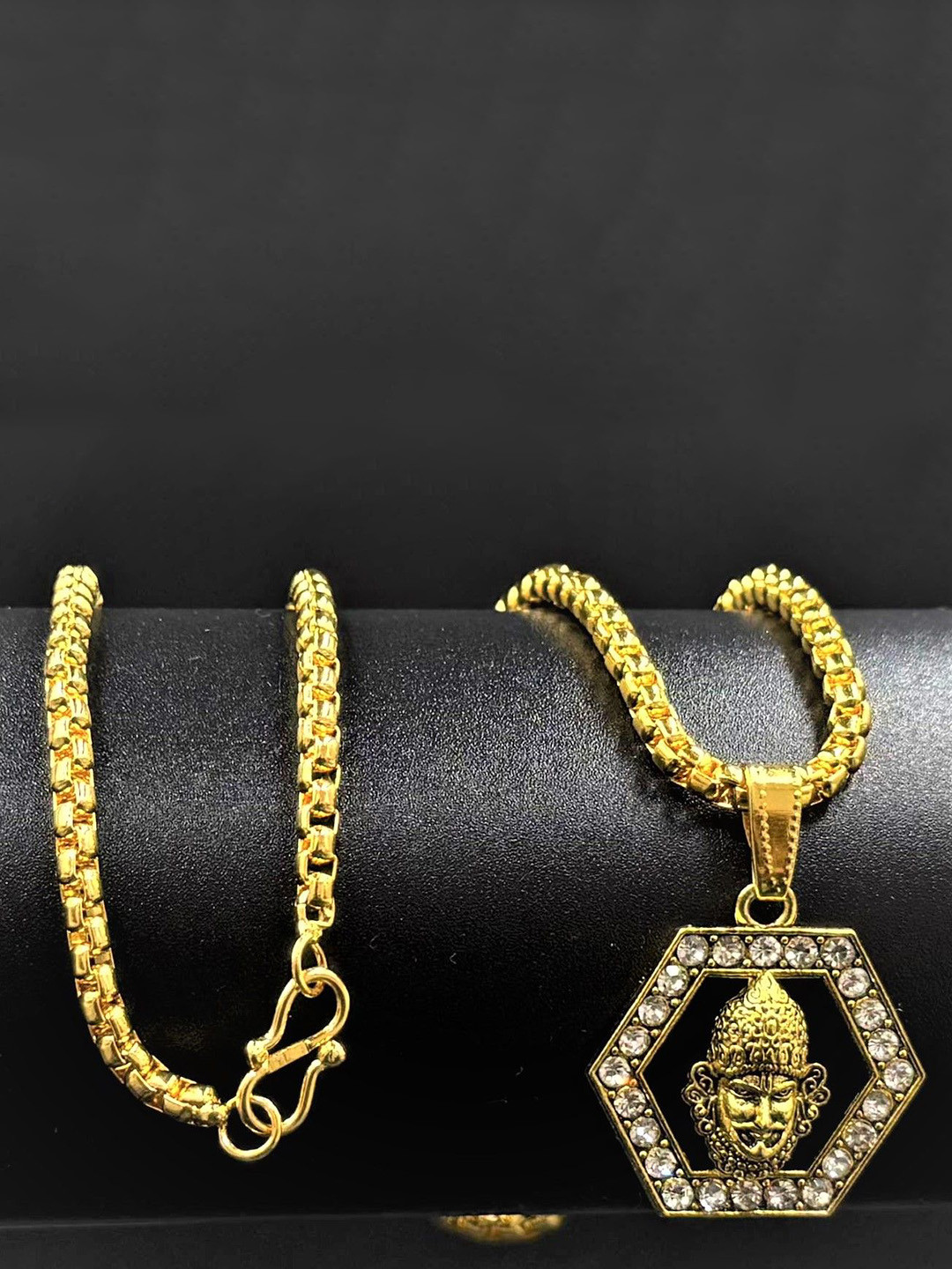 AKLINA Unisex Gold-Plated God Pendant With Chain