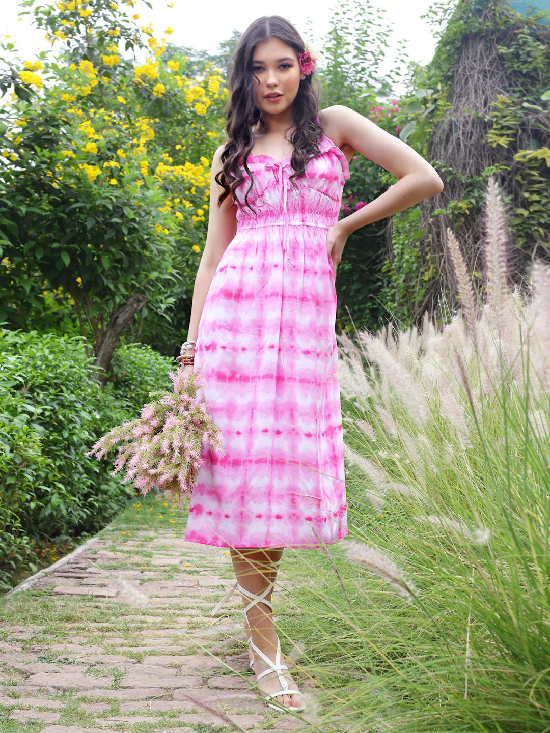 Sera Women's Tie and Dye Fit & Flare Maxi Dress