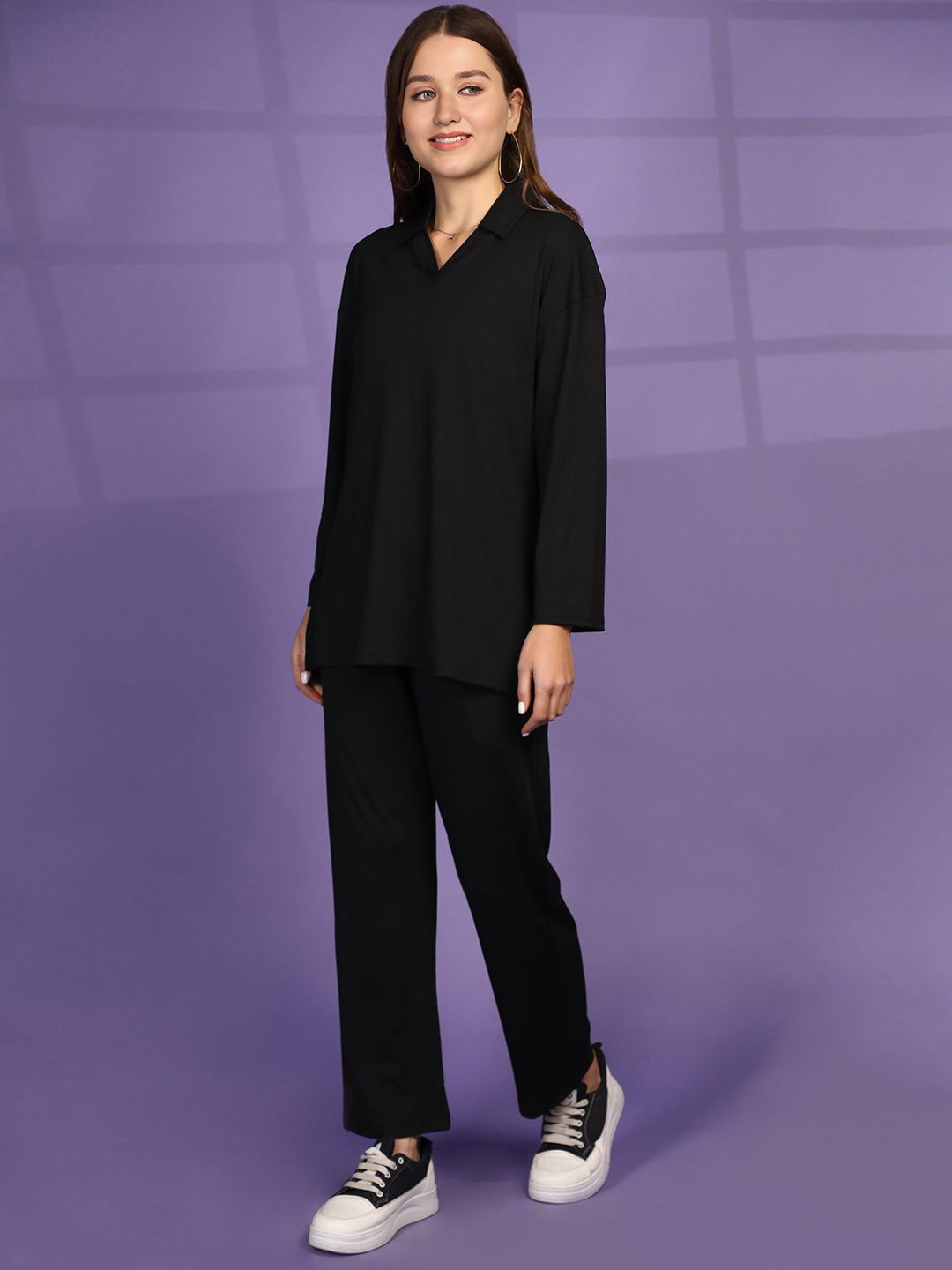 CHKOKKO Women Solid Summer Polyester Co-ord set