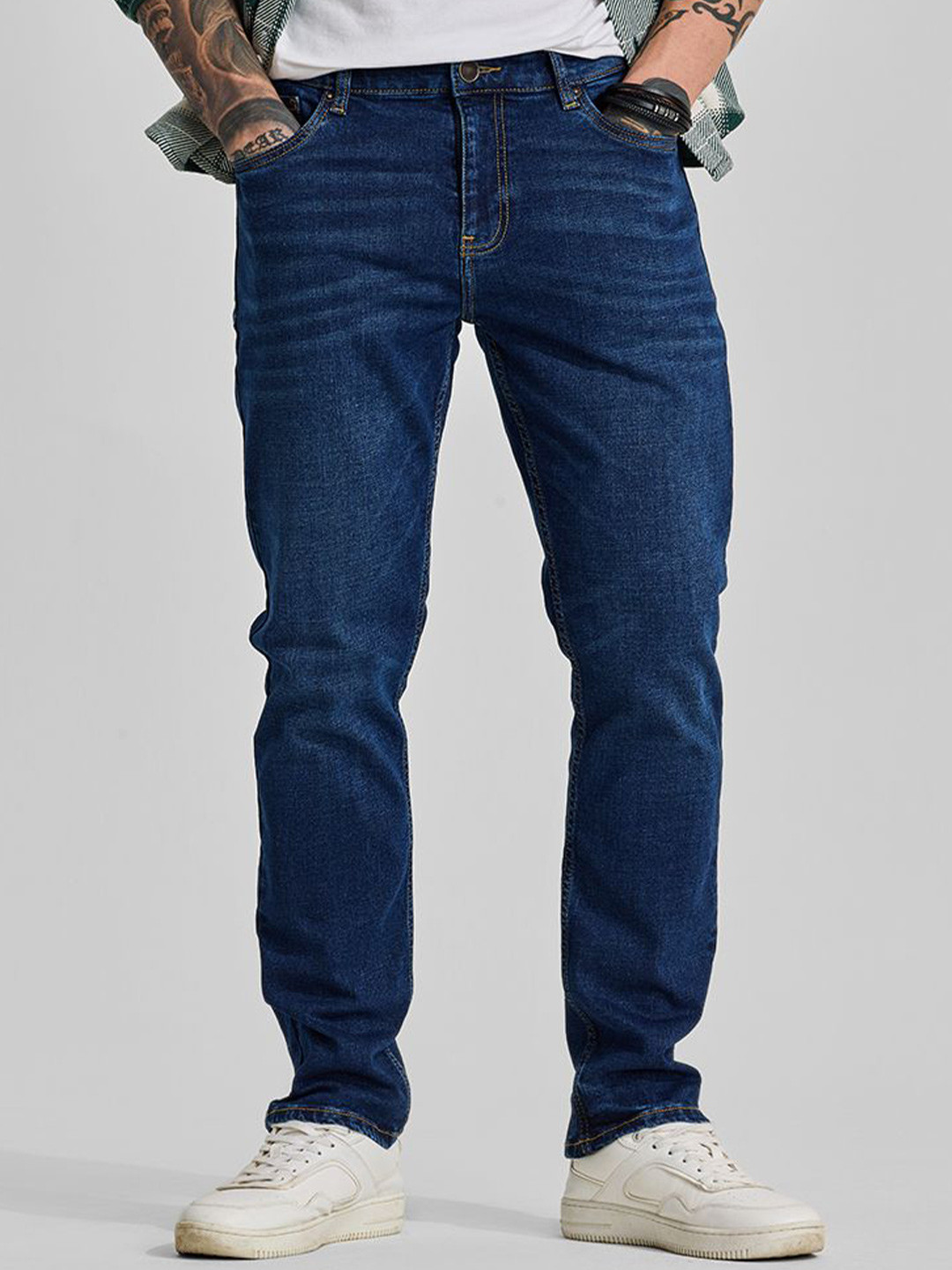 Snitch Men Dark Blue Regular Fit Jeans