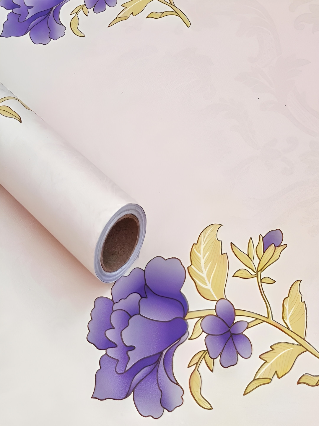 ANNA CREATIONS Pink & Purple Floral Printed Self-Adhesive Waterproof Wallpaper