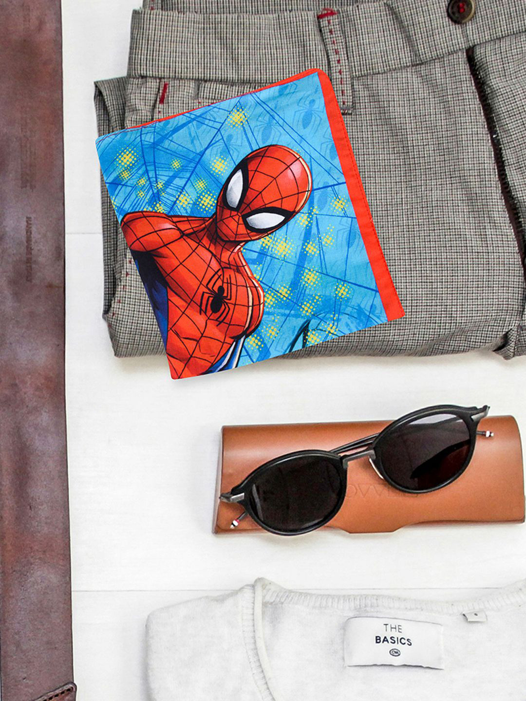 Kuber Industries Blue Pack Of 6 Marvel Spiderman Handkerchiefs For Boys & Girls