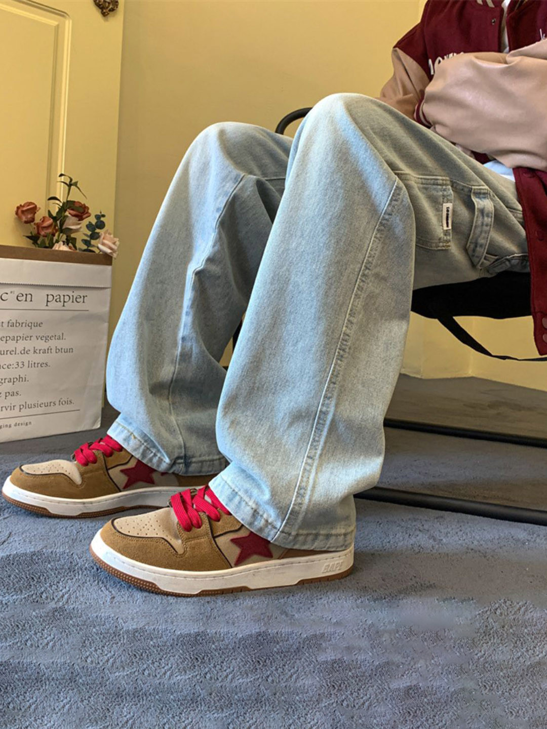 StyleCast Men Relaxed Fit Mid-Rise Soft Functional Light Fade Jeans